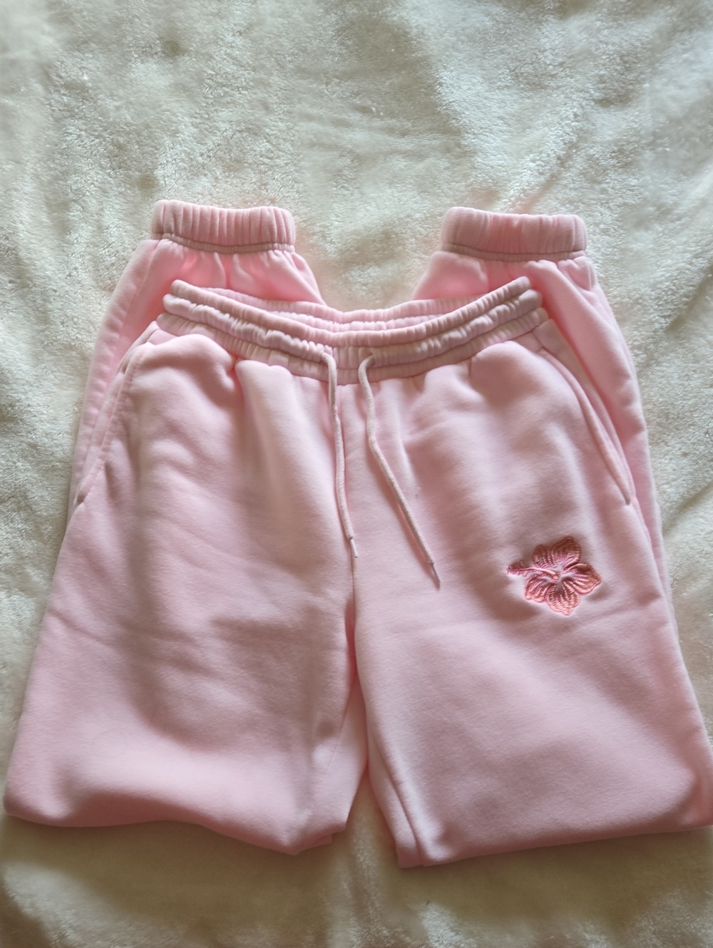 Pink Floral Embroidered Jogger Sweats